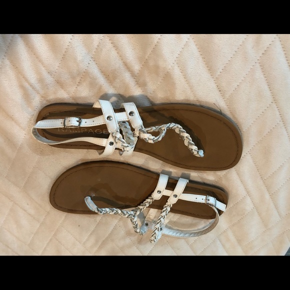 White Braided Rampage Sandals, Sz 9.5 - Picture 1 of 2